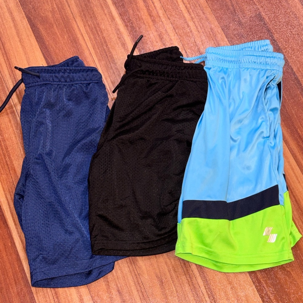Kids' Blue, Black, and Green Shorts Trio